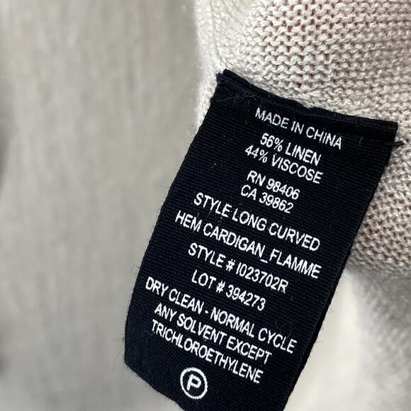 THEORY Cardigan Womens PS Linen Blend Long Curved Shawl Open Front Dolman Gray - Picture 6 of 10